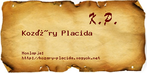 Kozáry Placida névjegykártya